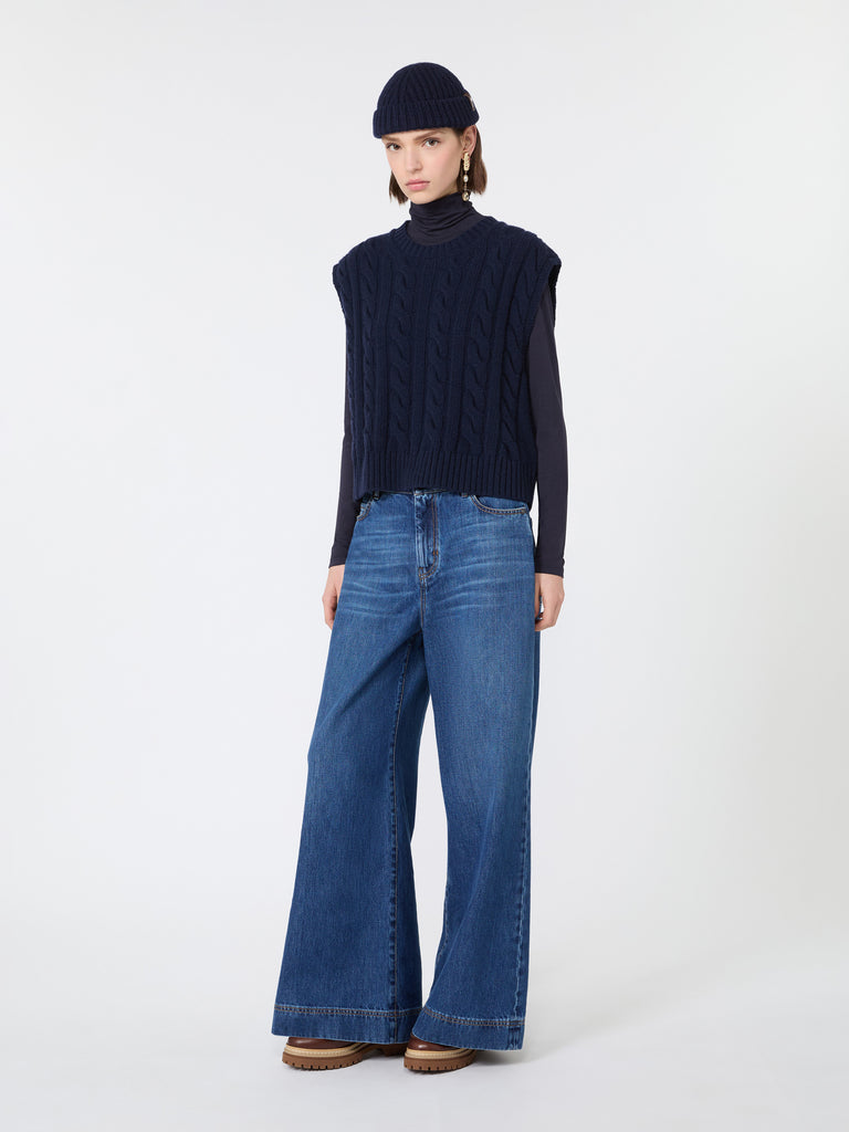max mara cotton denim wide-leg jeans
