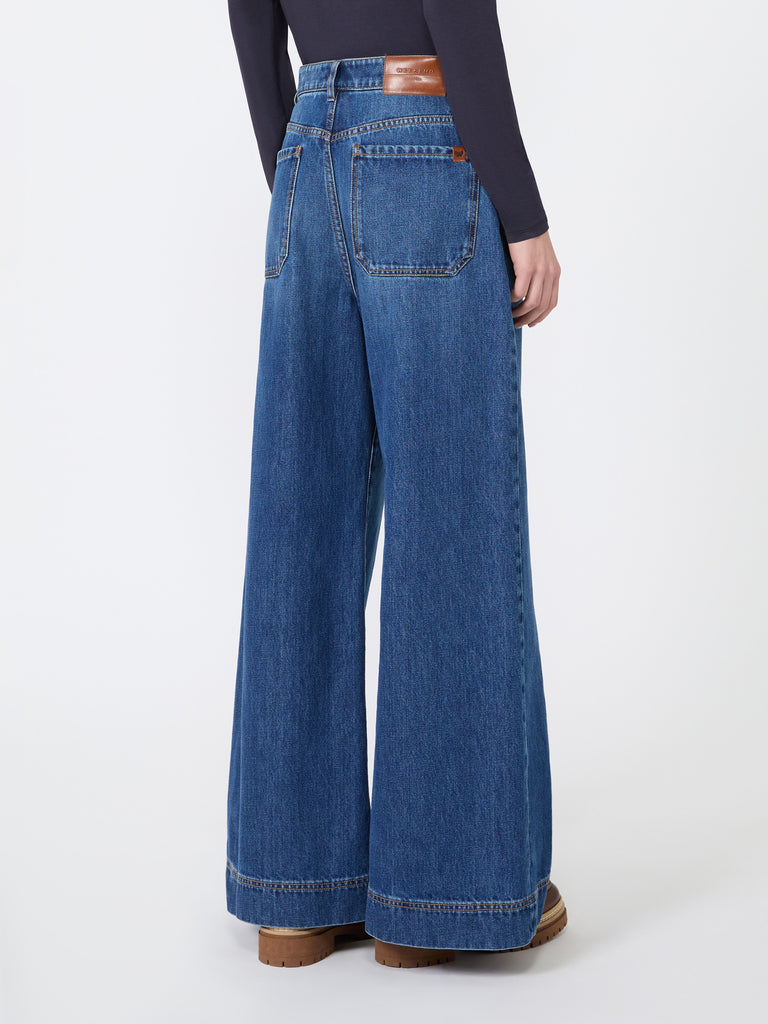 max mara cotton denim wide-leg jeans