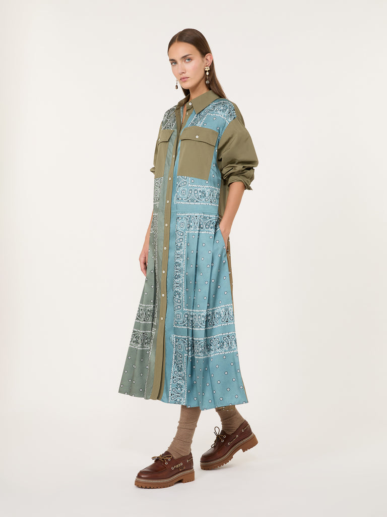 max mara printed twill and poplin shirt dress