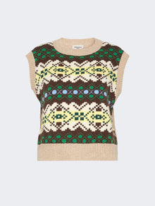 max mara jacquard wool yarn gilet for women