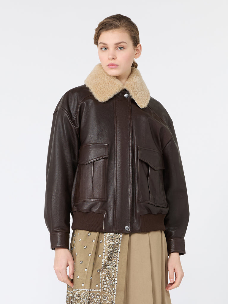 max mara aviator jacket in nappa leather