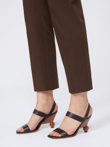 Leather Slingback Sandals for Women - Dark Brown - Max Mara UAE