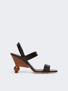 Leather Slingback Sandals for Women - Dark Brown - Max Mara UAE