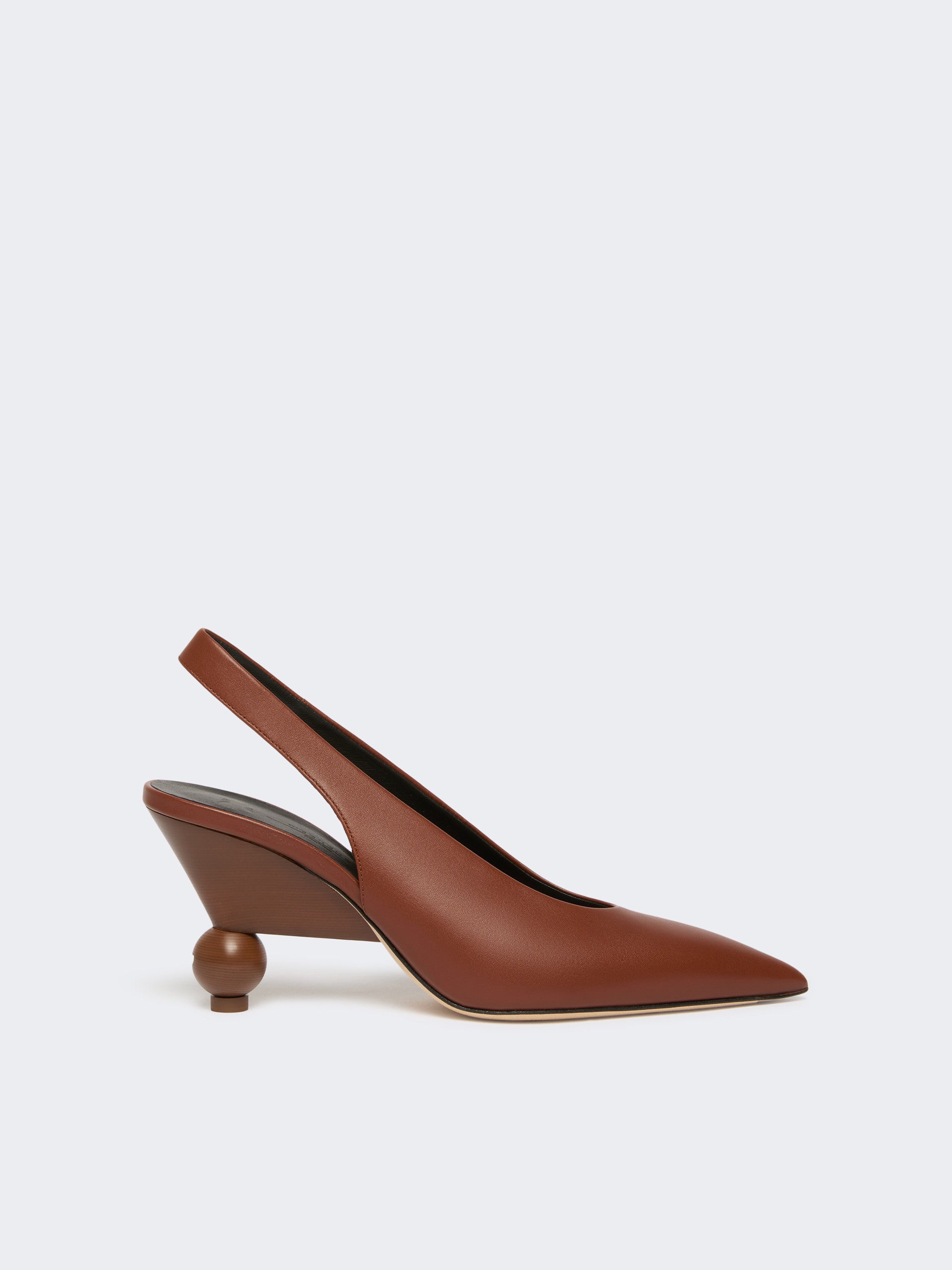 Shiny Leather Slingbacks for Women - Red Brown - Max Mara UAE