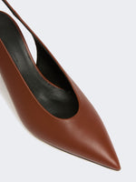 Shiny Leather Slingbacks for Women - Red Brown - Max Mara UAE