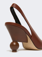 Shiny Leather Slingbacks for Women - Red Brown - Max Mara UAE