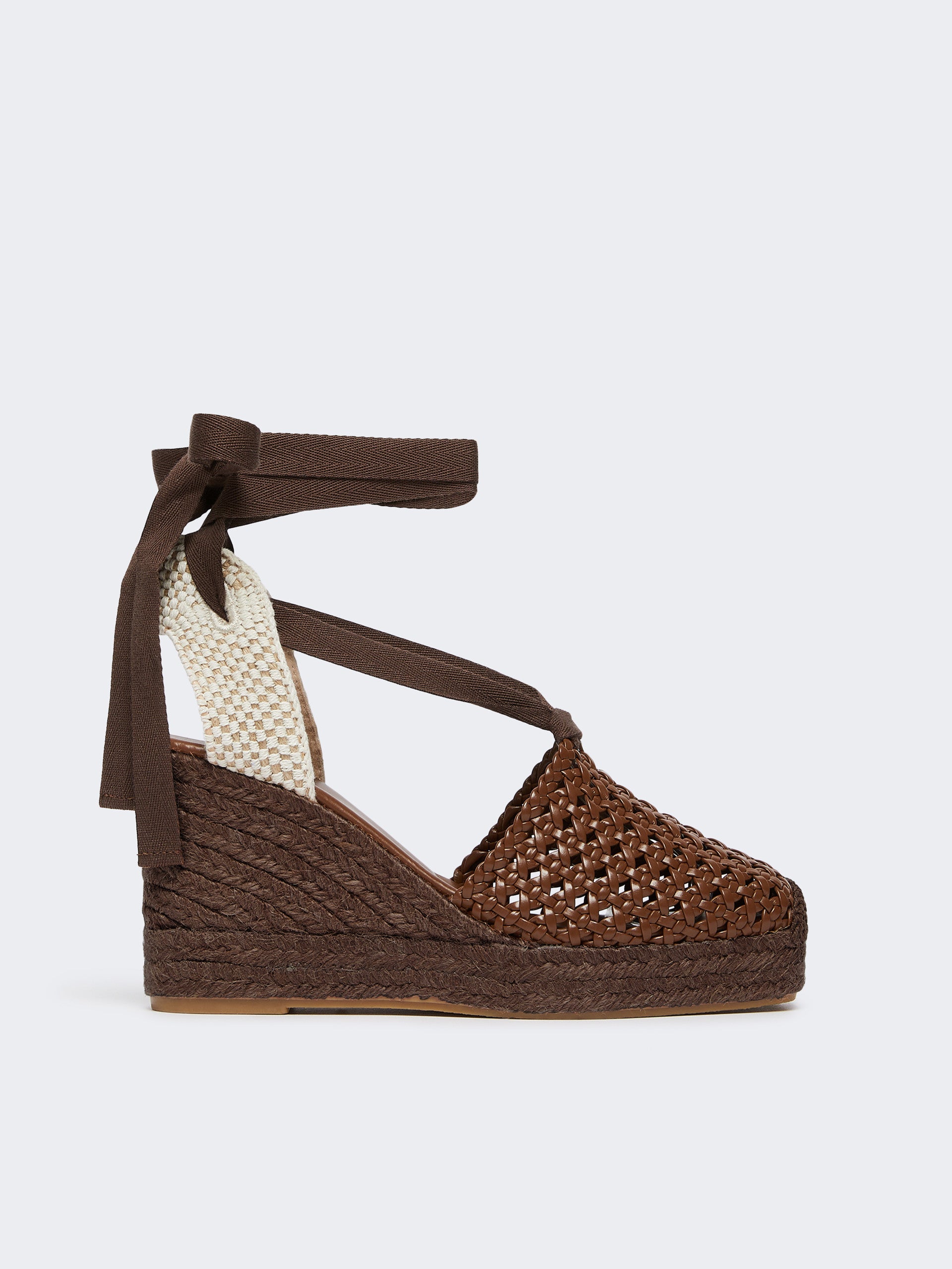 Woven Nappa Leather Espadrilles for Women - Tobacco - Max Mara UAE