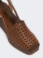 Woven Nappa Leather Espadrilles for Women - Tobacco - Max Mara UAE