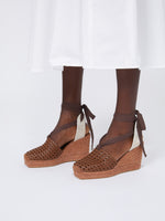 Woven Nappa Leather Espadrilles for Women - Tobacco - Max Mara UAE