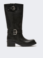 max mara leather biker boots for women