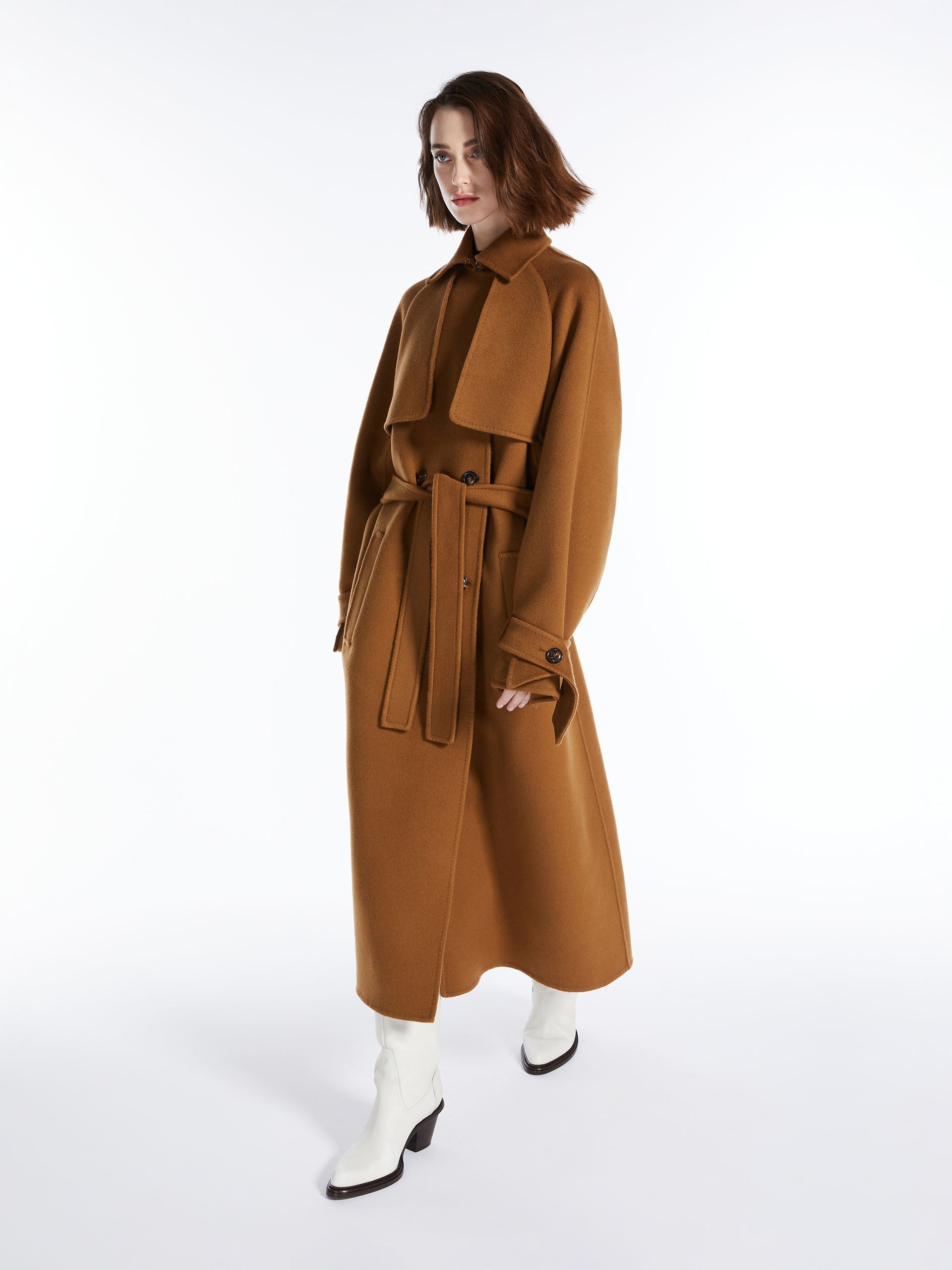 Oversized cashmere trench coat