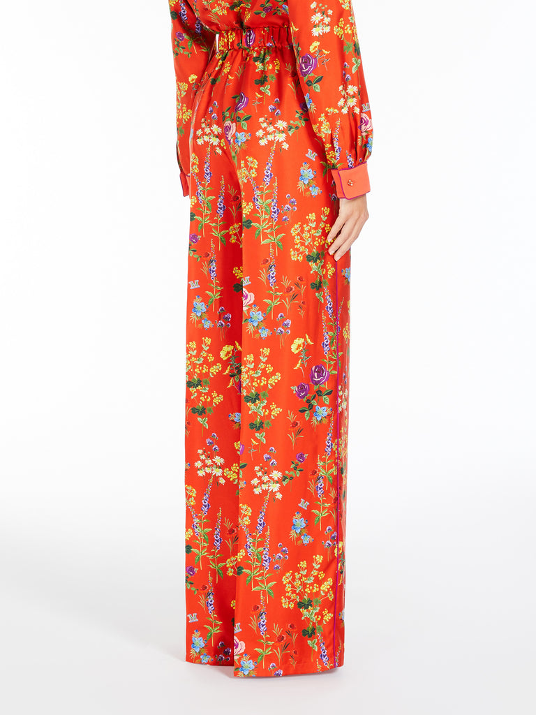 Printed silk pyjama-style trousers