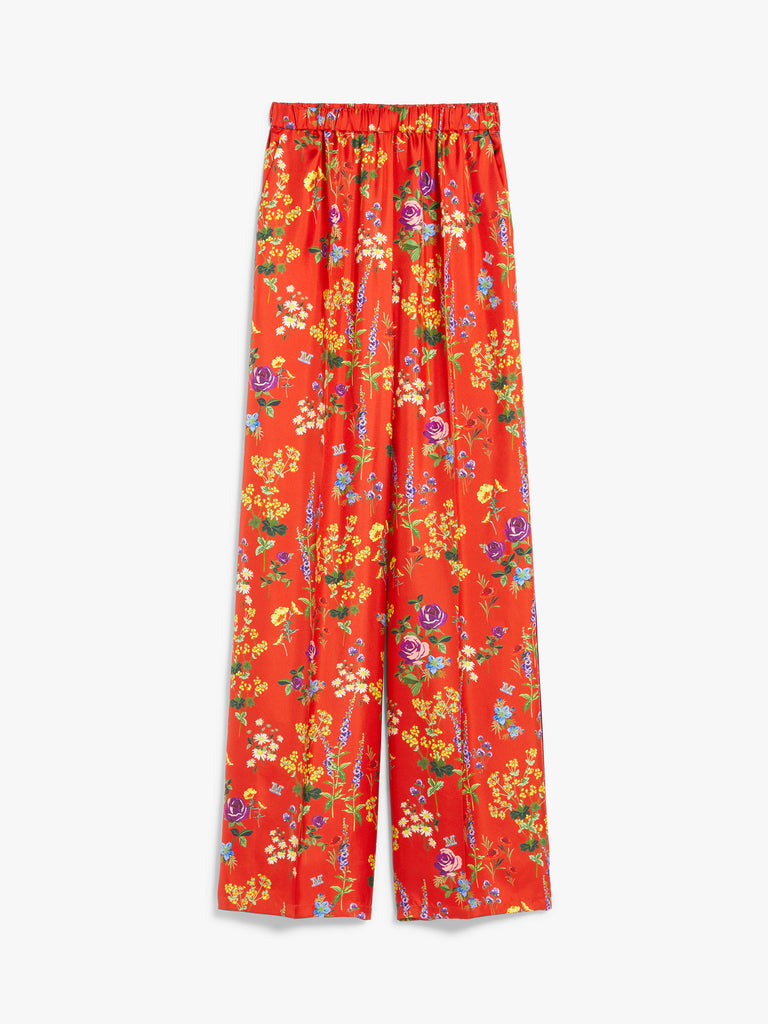 Printed silk pyjama-style trousers