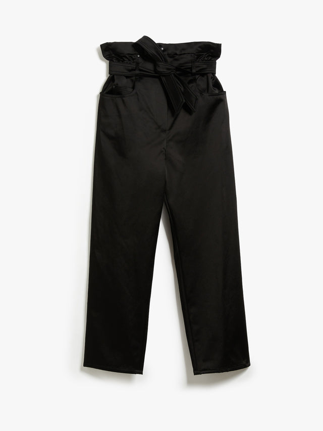 Cropped cotton satin trousers