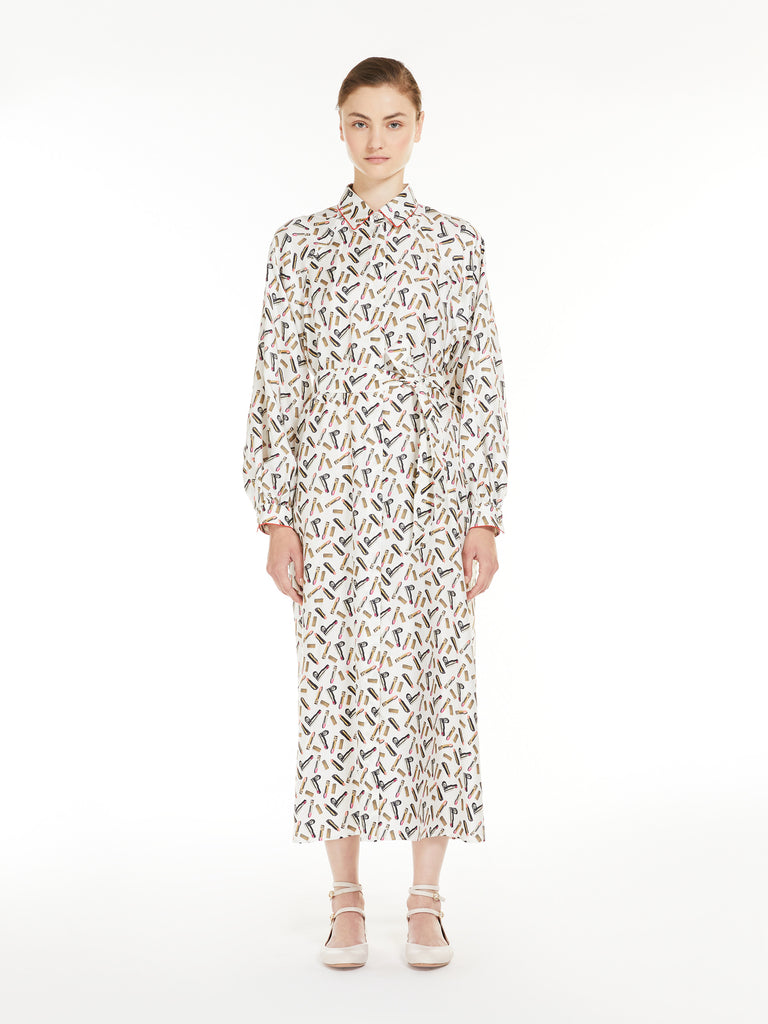 Printed silk shirt dress