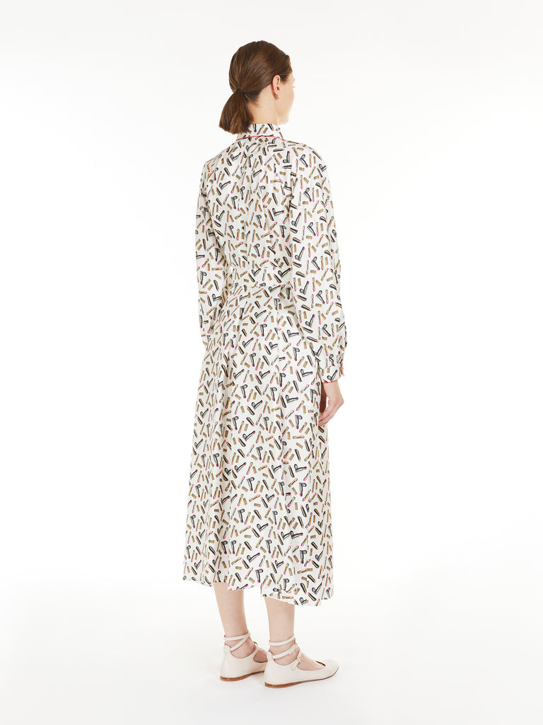 Printed silk shirt dress