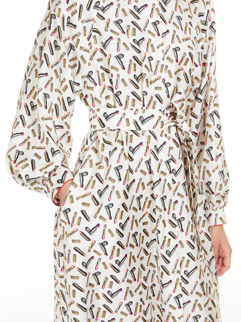 Printed silk shirt dress
