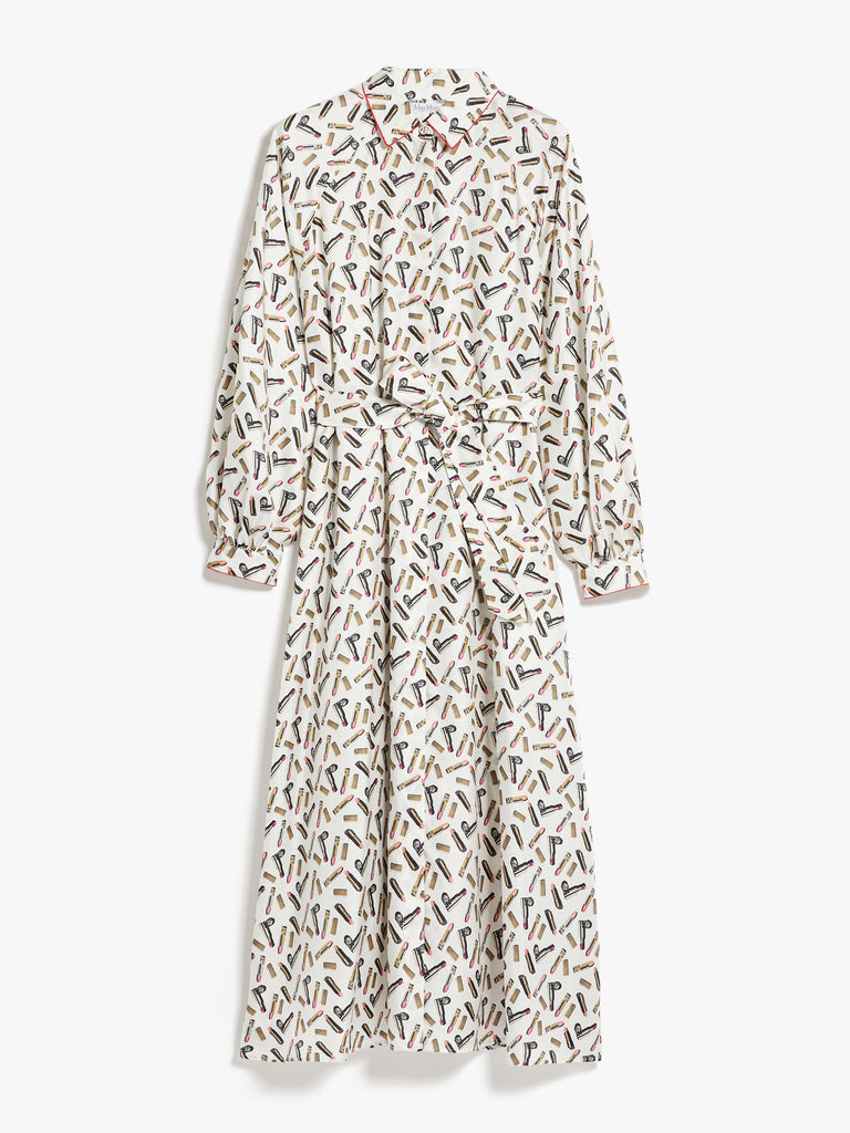 Printed silk shirt dress