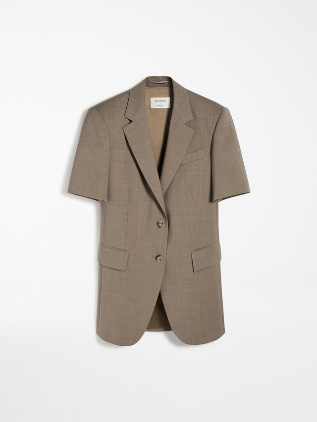 Short-sleeved stretch wool blazer
