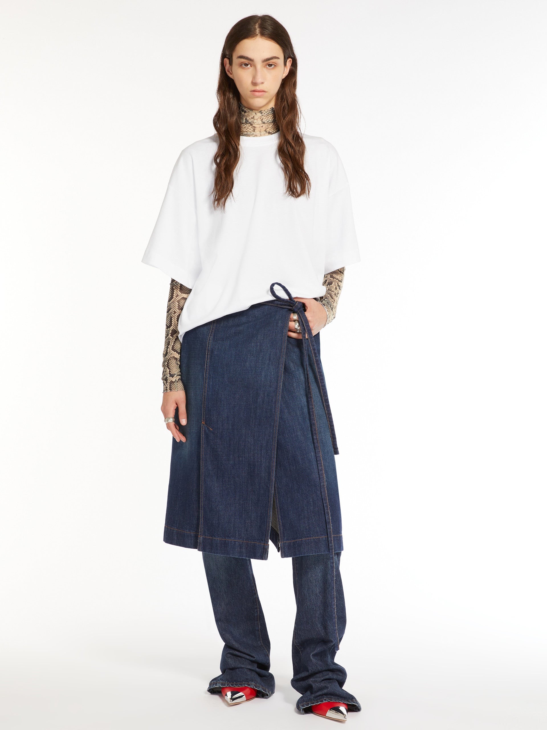 Denim wrap skirt