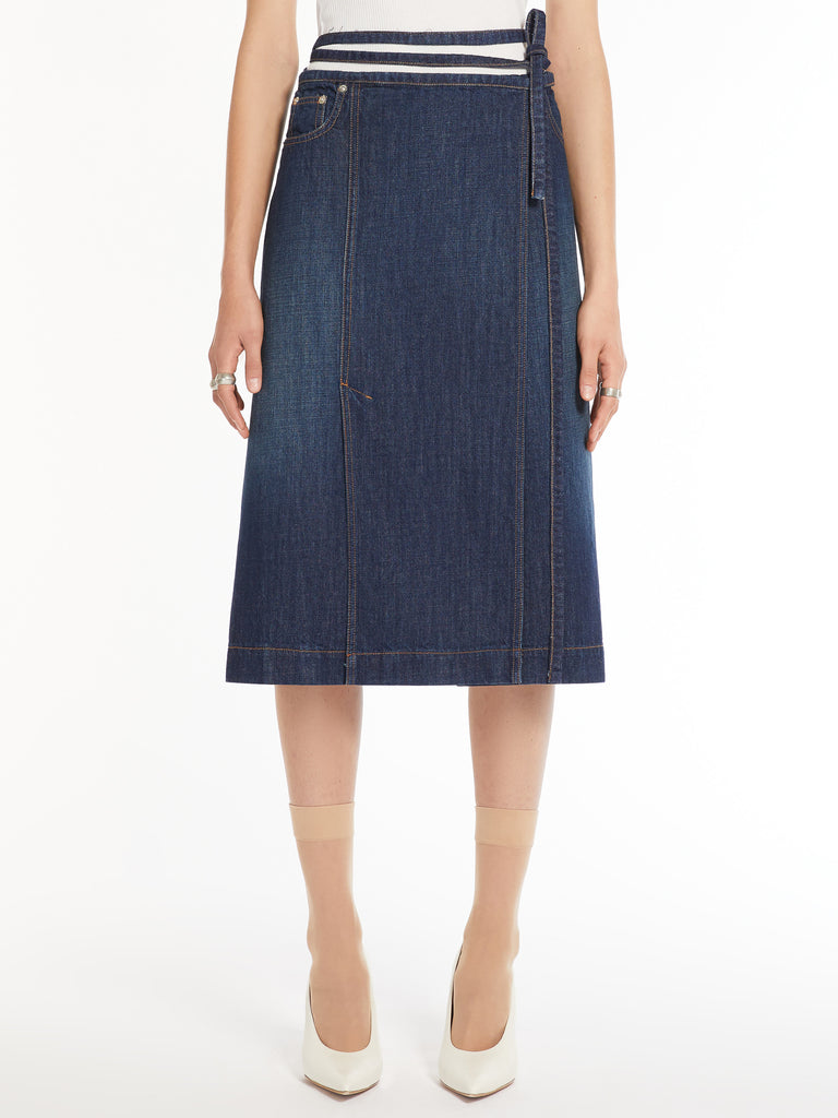 Denim wrap skirt