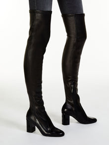 Stretch nappa-leather thigh-high boots