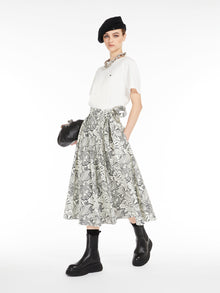 Wrap skirt in printed faille