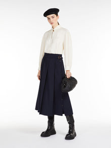Technical wool gabardine skirt