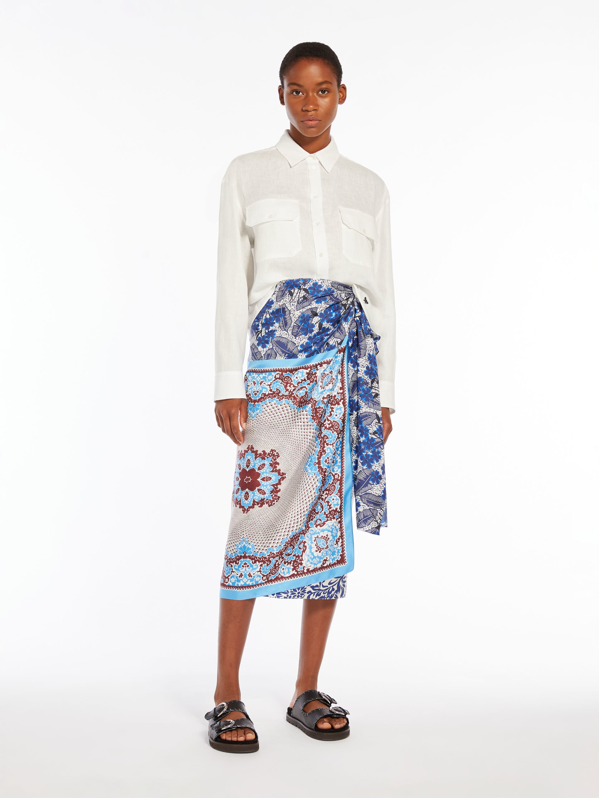 【関税＆送料込み】Max Mara Skirt In Linen And Silk Twill Linen and silk twill skirt, yellow | 