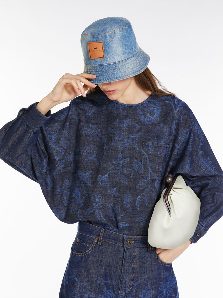 Floral denim blouse
