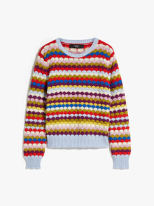Round-neck knit top in striped cotton