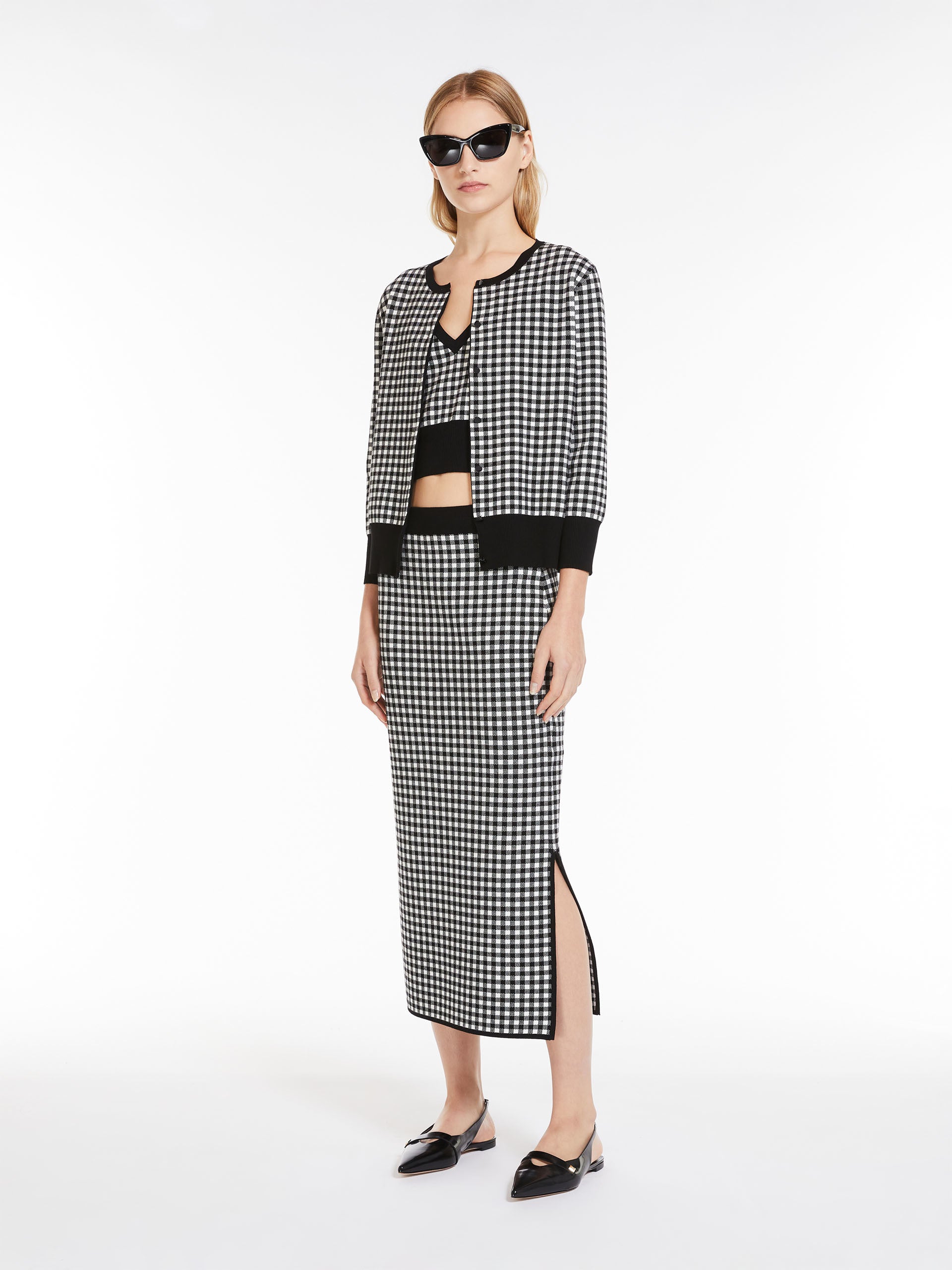 Jacquard viscose pencil skirt