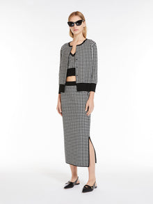 Jacquard viscose pencil skirt