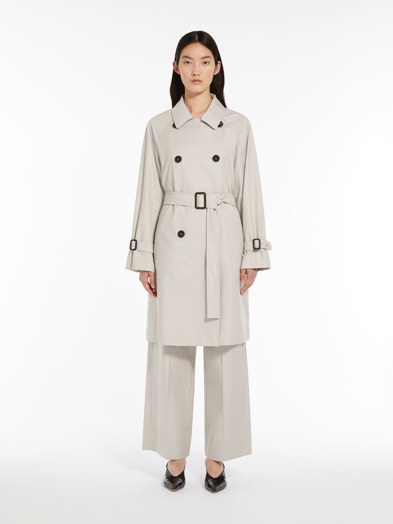 Double-breasted trench coat in water-resistant cotton twill