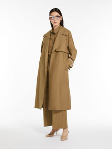 Oversized trench coat in water-resistant twill