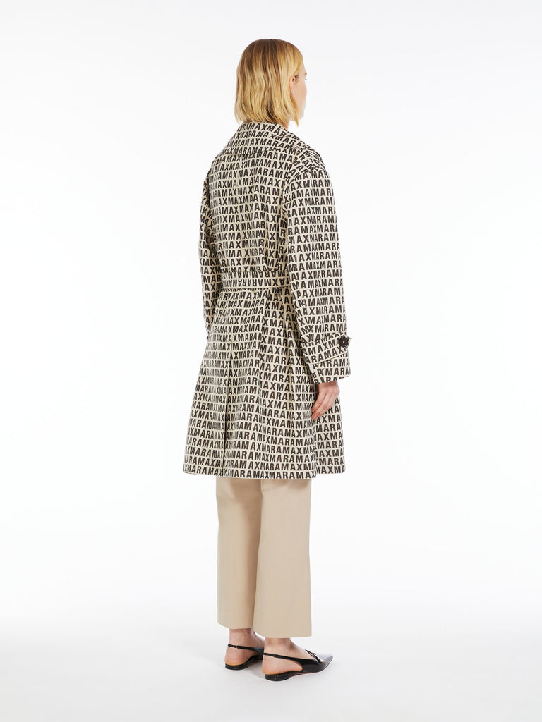 Double-breasted trench coat in jacquard technical cotton