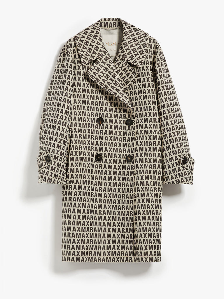 Double-breasted trench coat in jacquard technical cotton