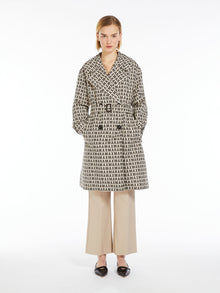 Double-breasted trench coat in jacquard technical cotton