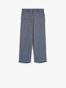 Denim-look fabric trousers