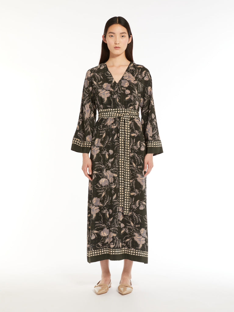 Printed crepe de chine dress