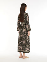 Printed crepe de chine dress