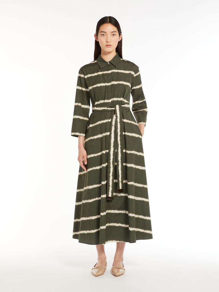 Printed poplin shirt dress