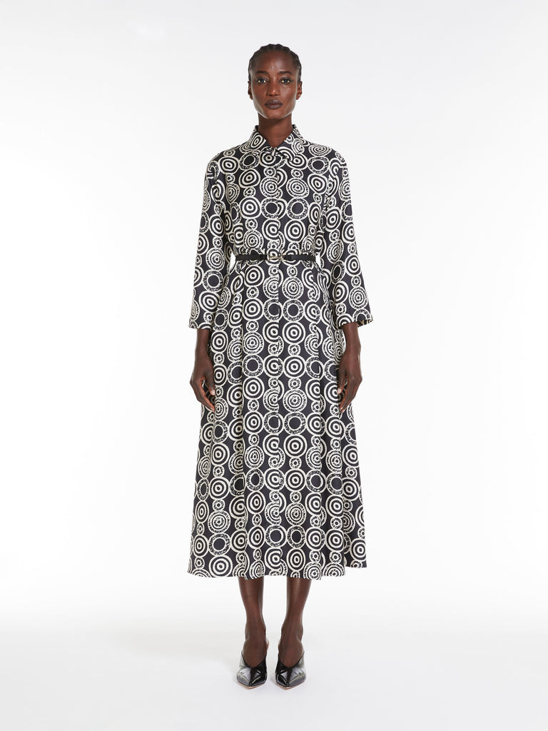 Printed silk shirt dress