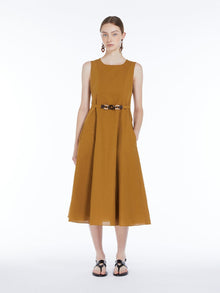 Midi linen dress with seams